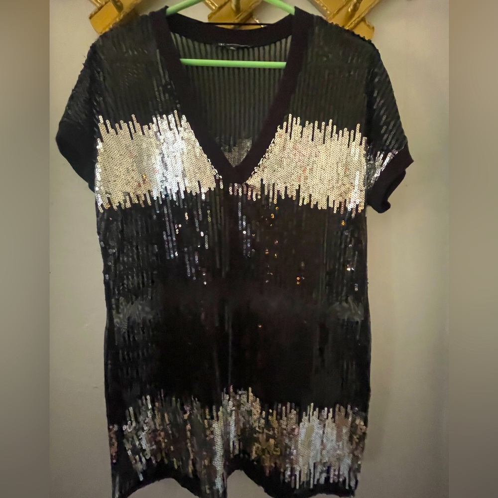 I.N.C. Silver and black Sequin Tunic size ps